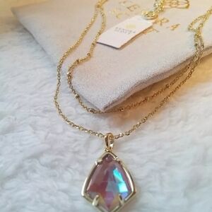NWT & DUST BAG KENDRA SCOTT CORY DOUBLE STRAND Pendant Necklace In 14K Gold